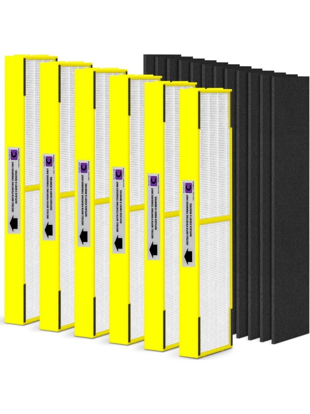 6 Sets HEPA Filter & Activated Carbon Pre-Filters for Air Purifiers - Compatible